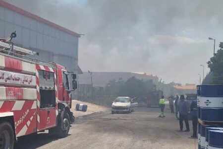آتش‌سوزی گسترده در شرکت مایان دیزل واقع در شهرک صنعتی کاسپین قزوین