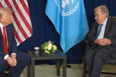 ترامپ در دیدار با گوترش: آمریکا ۱۰۰ درصد از سازمان ملل حمایت می‌کند